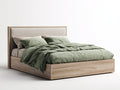 Lit double-bois-tissu-214x174x104 cm-naturel-beige-style contemporain