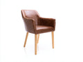 Chaise de salle à manger - Similicuir-Bois - 60x57x86 cm - Marron cognac-Bois naturel - Vintage