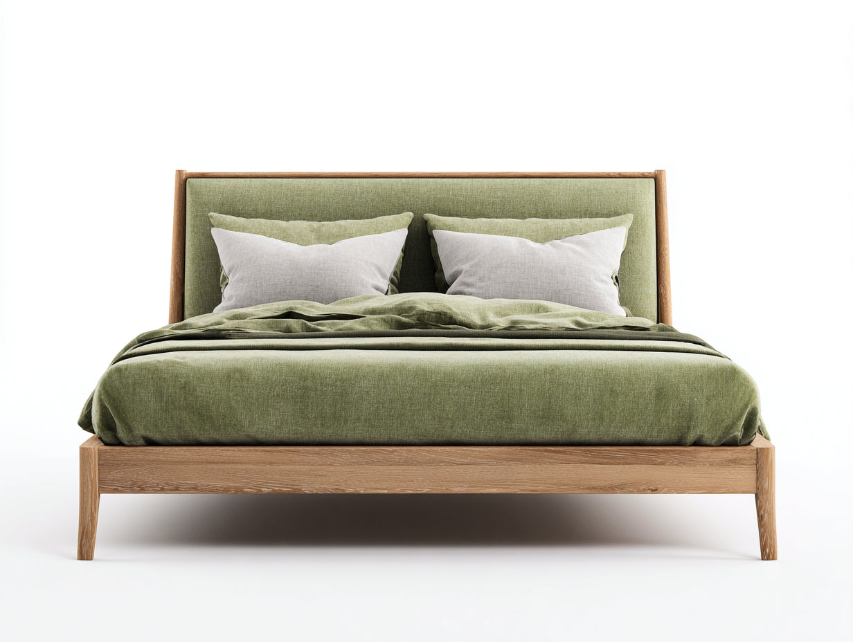 Lit double-bois-tissu-212x171x96 cm-naturel-vert-style scandinave