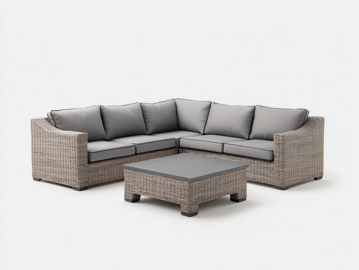 Canapé de jardin - Résine tressée - 210 x 210 x 67 cm - Gris clair-Gris - Contemporain