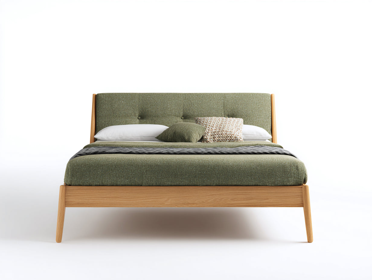 Lit double-bois-tissu-212x171x101 cm-naturel-vert-style contemporain