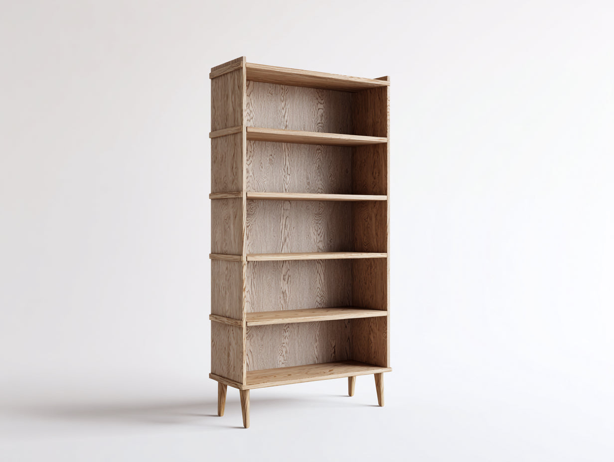 Bibliothèque - Bois - 92x36x188 cm - Chêne naturel - Scandinave