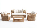 Canapé de jardin - Rotin-Bois - 178 x 78 x 79 cm - Naturel-Blanc - Champêtre