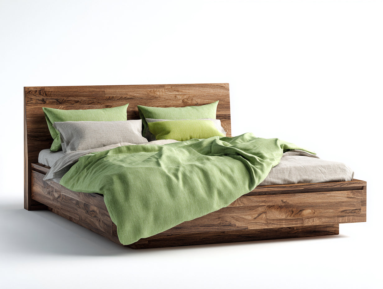 Lit double-bois-205x165x90 cm-naturel-style rustique