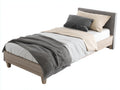 Lit simple-bois-tissu-206x99x92 cm-naturel-gris-style contemporain