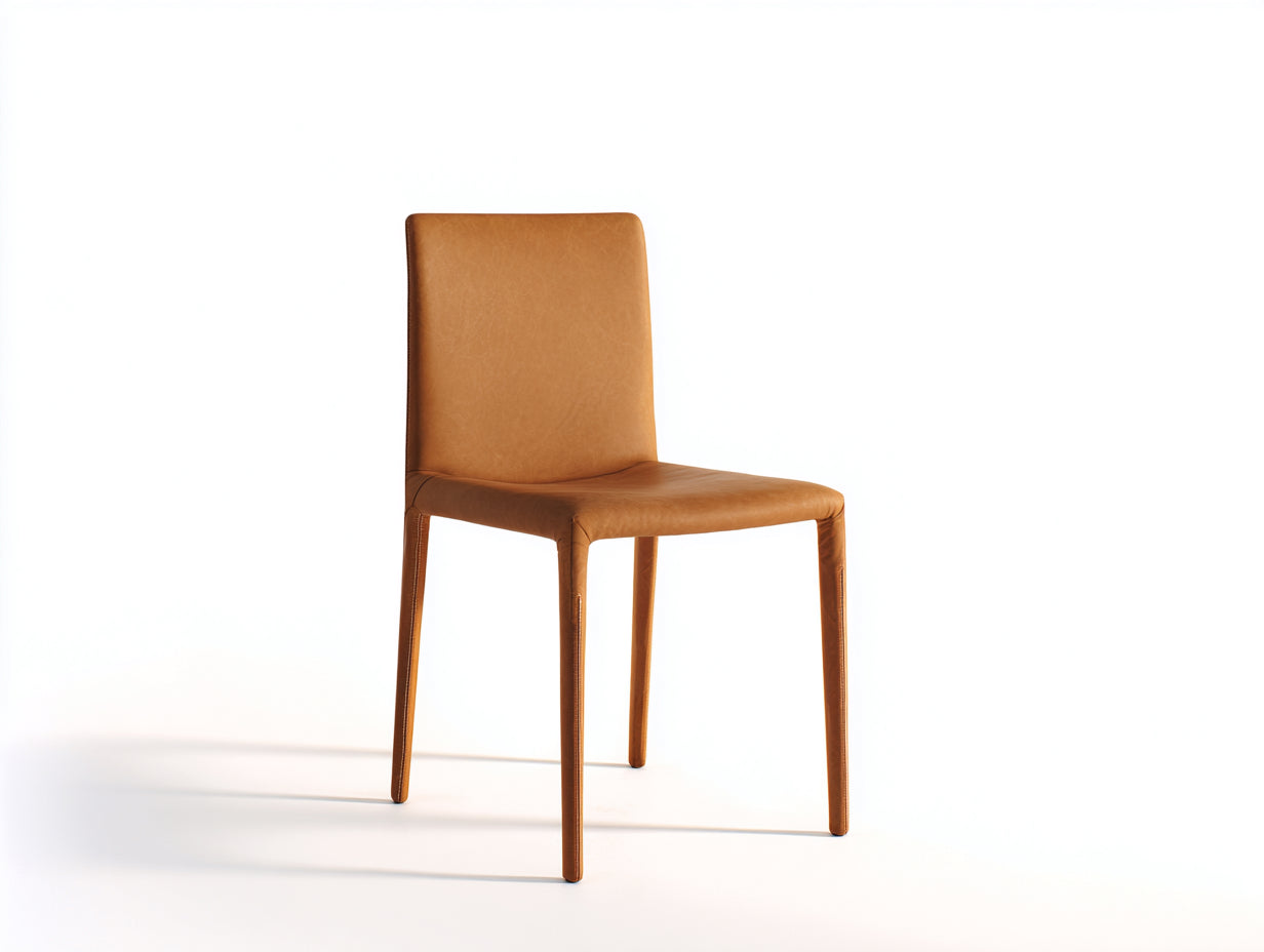 Chaise de salle à manger - Similicuir - 49x54x88 cm - Marron clair - Minimaliste