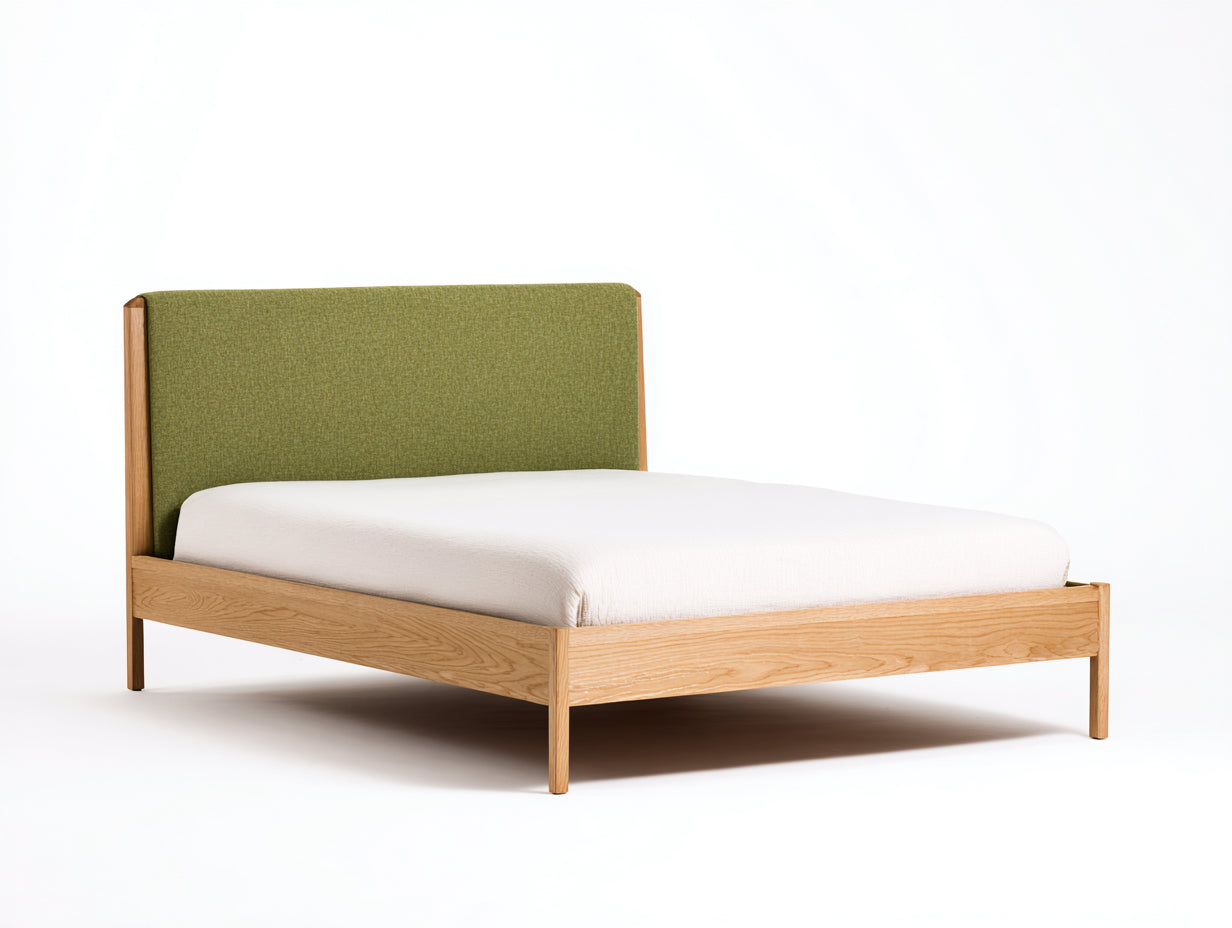Lit double-bois-tissu-212x170x99 cm-naturel-vert-style scandinave