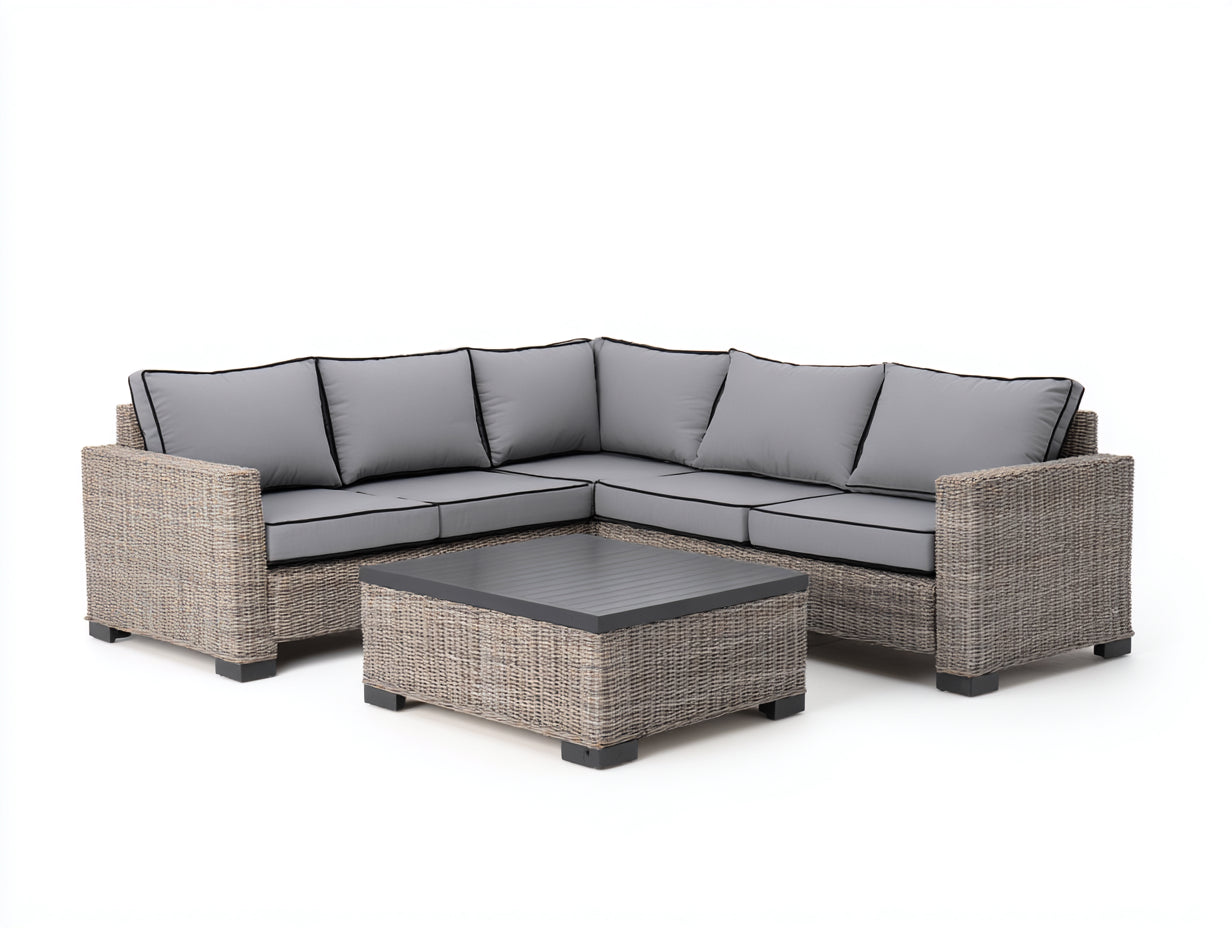 Canapé de jardin - Résine tressée - 206 x 206 x 66 cm - Gris clair-Anthracite - Moderne