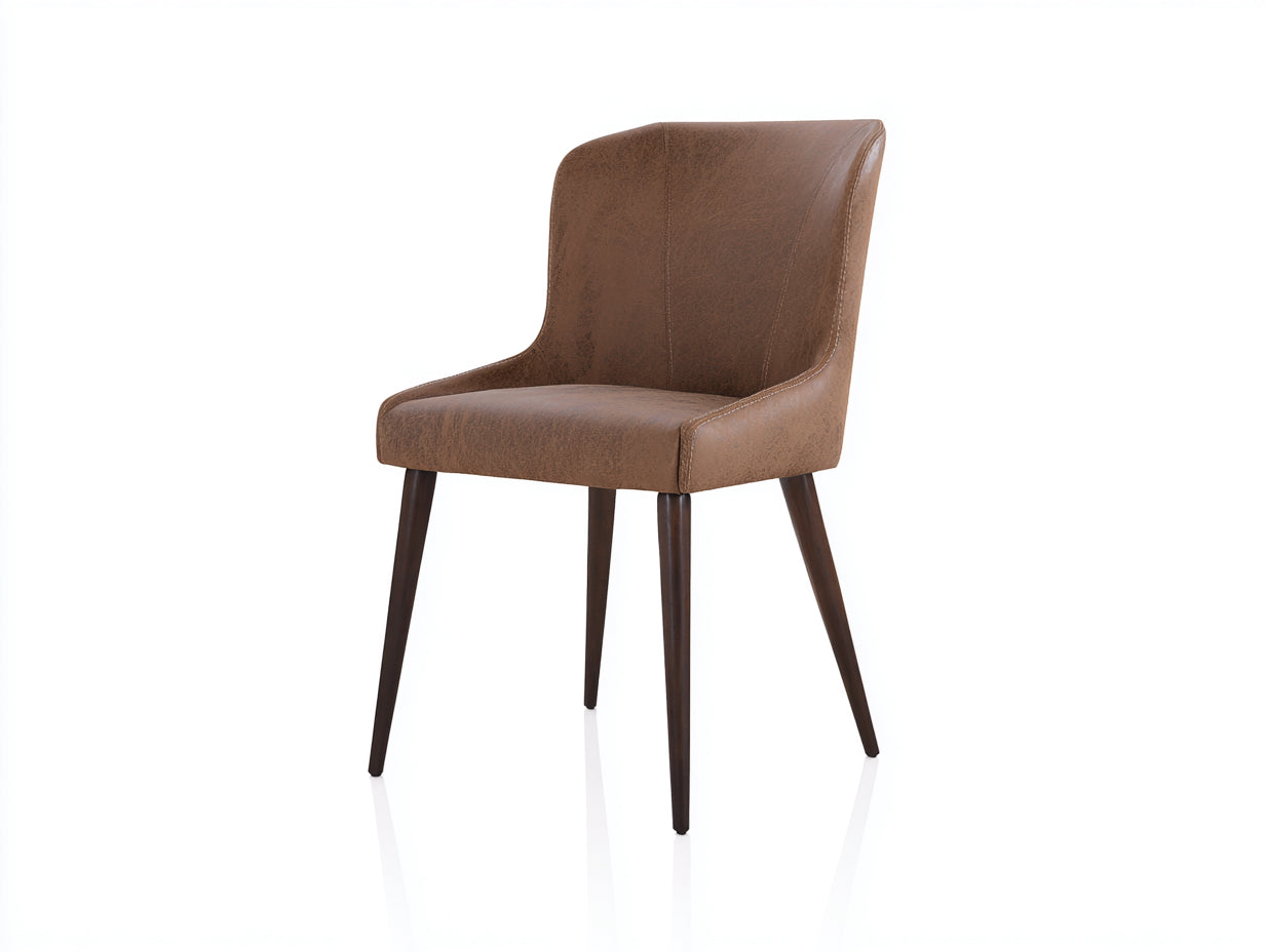 Chaise de salle à manger - Similicuir-Bois - 57x58x86 cm - Marron-Bois foncé - Vintage