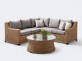 Canapé de jardin - Résine tressée-Verre - 216 x 216 x 69 cm - Marron-Gris taupe - Naturel