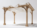 Pergolas et tonnelles - Bois-Tissu - 360 x 300 x 278 cm - Bois naturel-Blanc - Rustique
