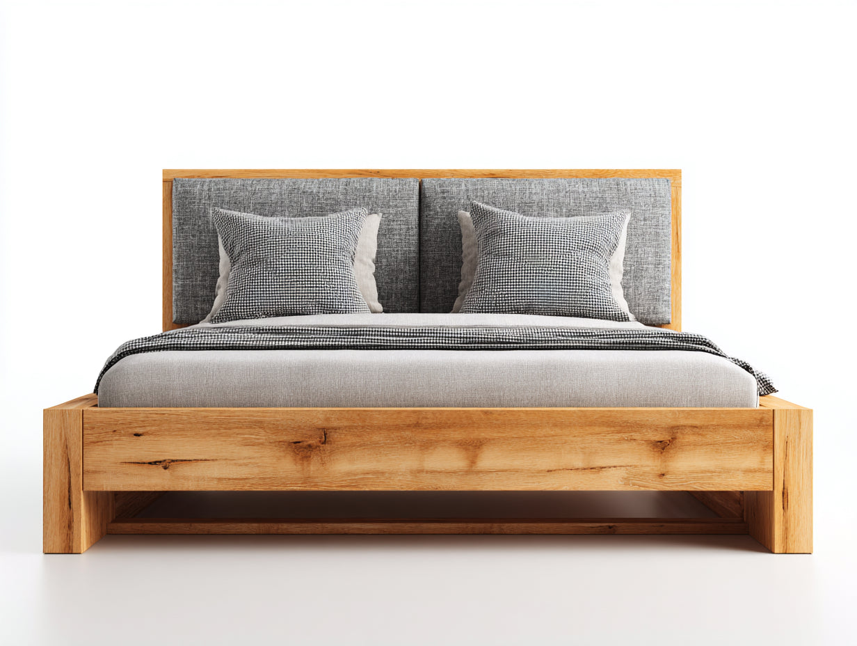 Lit double-bois-tissu-212x172x95 cm-naturel-gris-style moderne