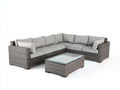 Canapé de jardin - Résine tressée-Verre - 245 x 190 x 68 cm - Gris clair-Gris foncé - Moderne