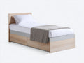 Lit simple-bois-204x97x86 cm-naturel-gris clair-style fonctionnel avec rangement